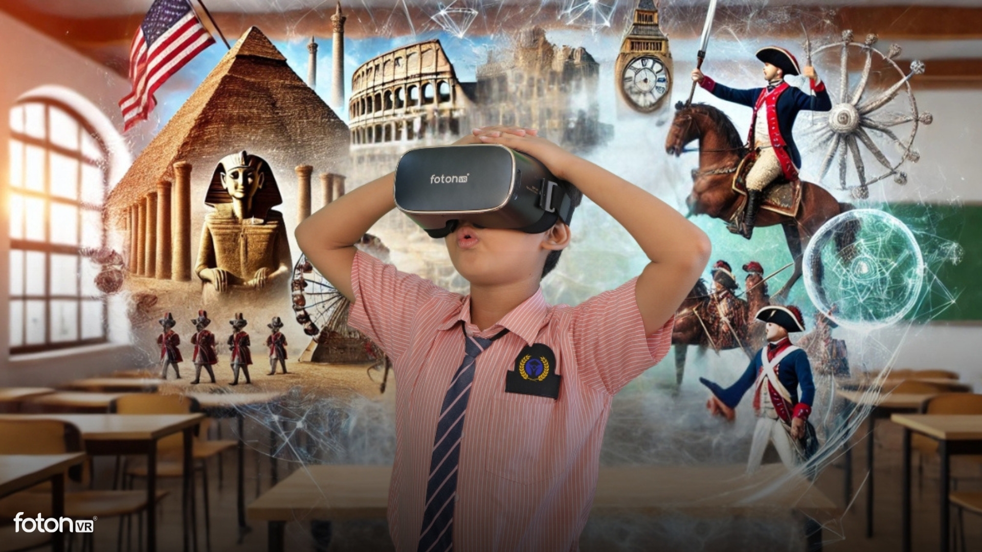 Students exploring educational concepts using virtual reality