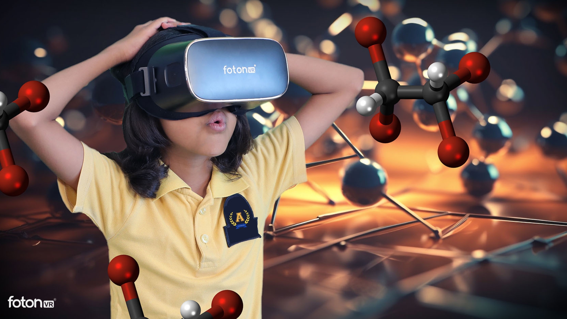 Students experiencing immersive virtual reality learning in a classroom